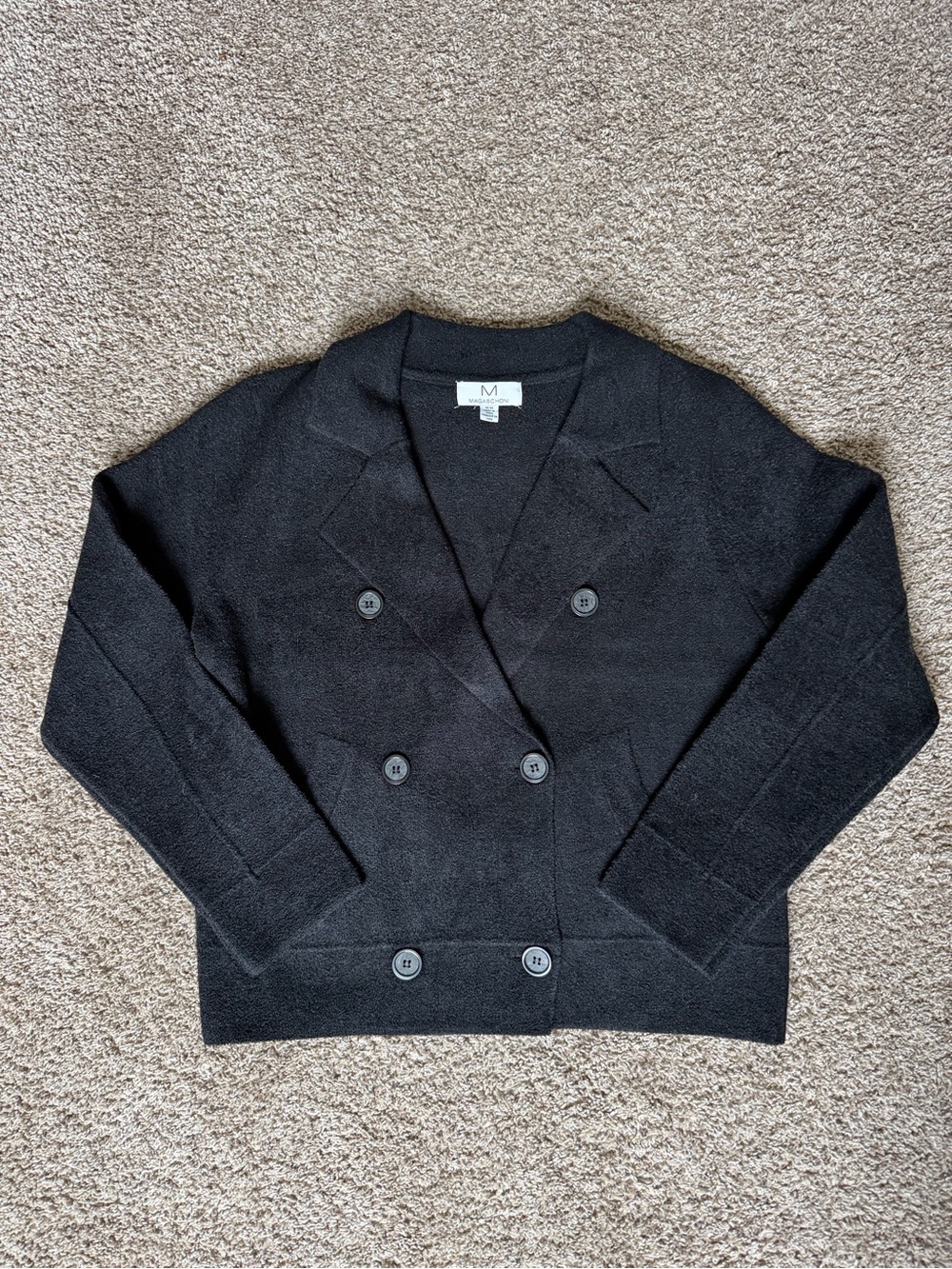 Magaschoni Black Knit Double-Breasted Cardigan